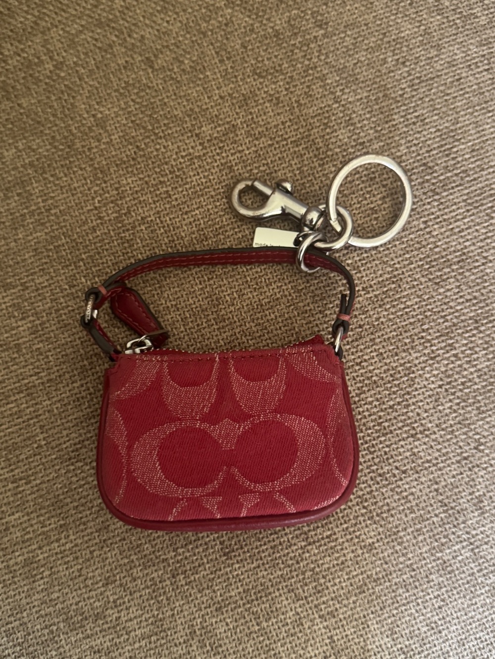 Coach Red Signature Mini Key Pouch - Picture 2 of 4